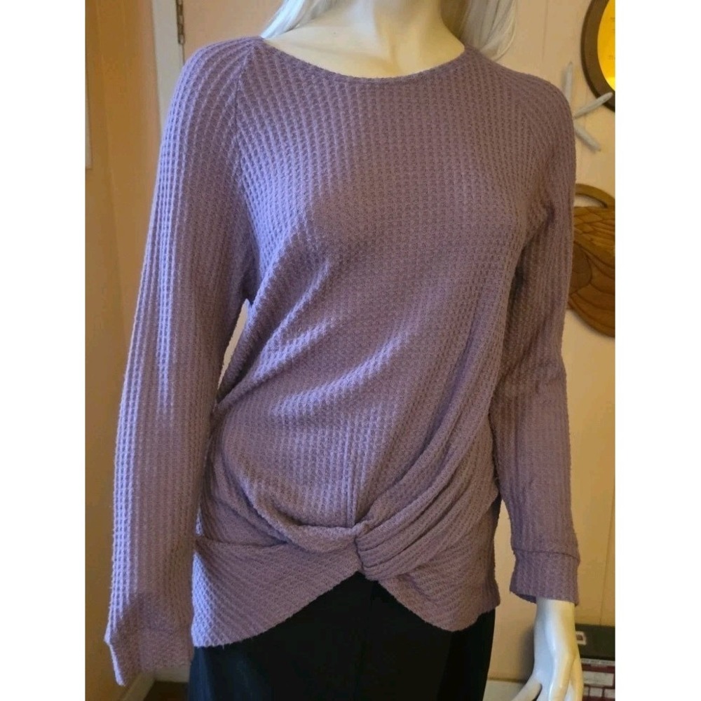 Vintage‎ Y2K Rewash Purple Long Sleeve Front Twist shirt Top Medium